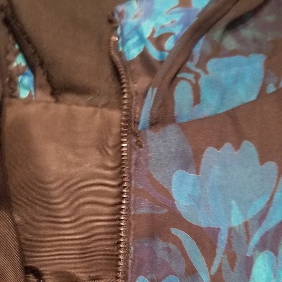 I.Magnin & co Blue Flower Chiffon Dress. - Picture 5 of 8